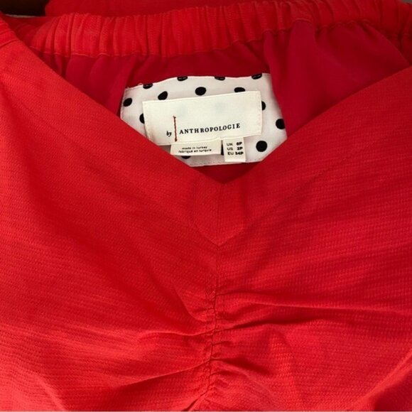 Anthropologie Klara off-shoulder dress full sleeve pockets V neck cotton 6Petite - Picture 11 of 14